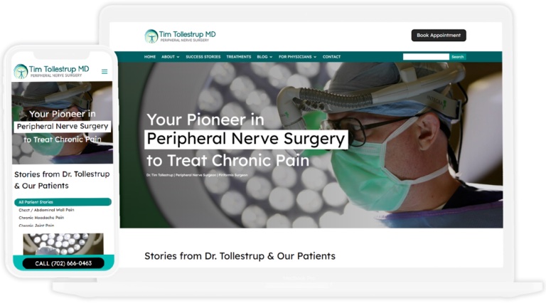 Screen Shot of Dr. Tollestrup's Website - Educational Healthcare Website Design Examples