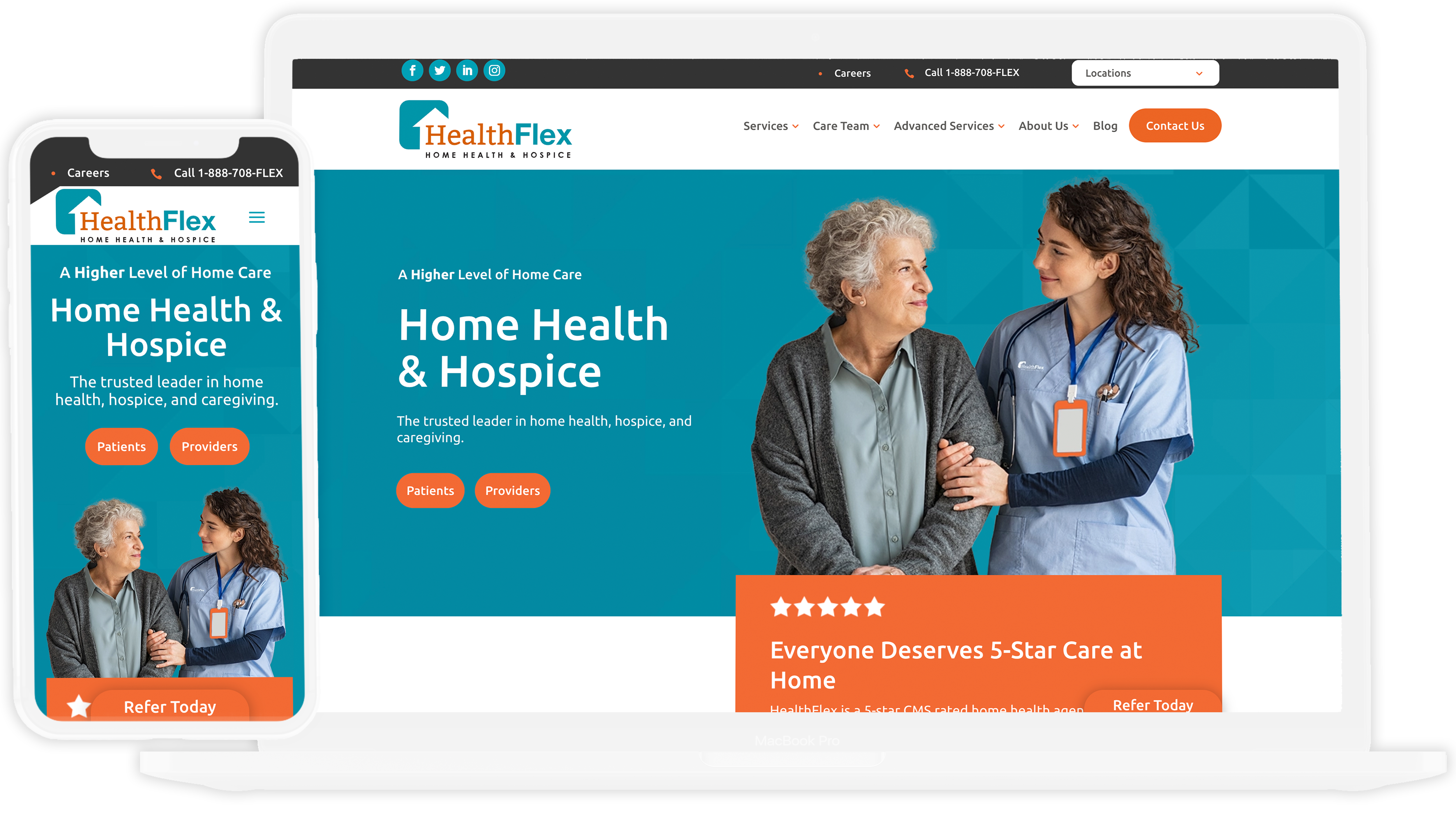 healthflex hospice care website portfolio