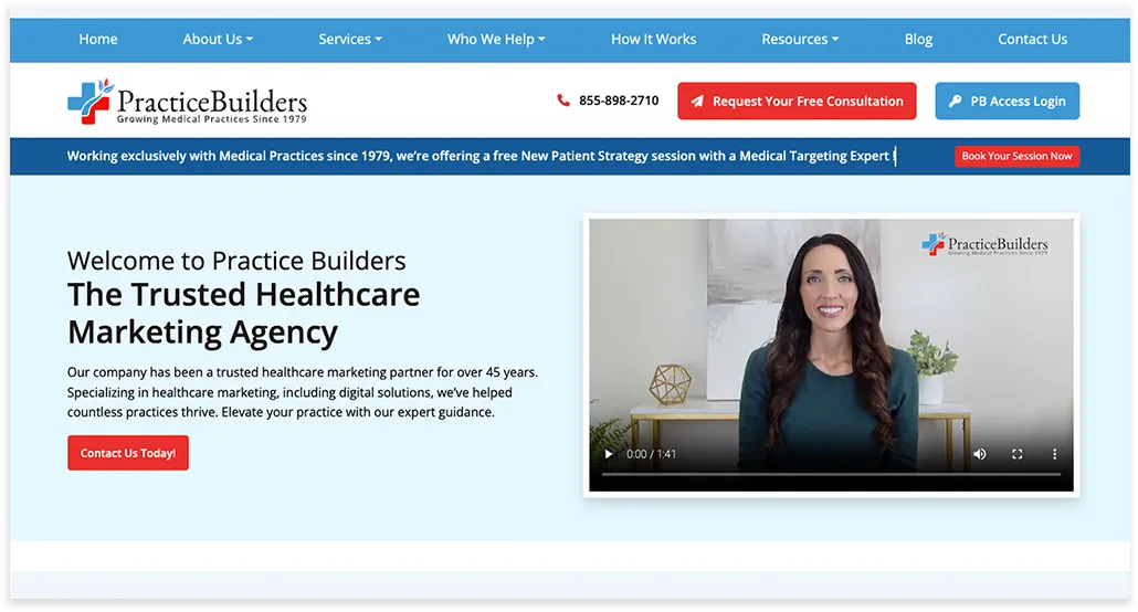 practice builders above the fold