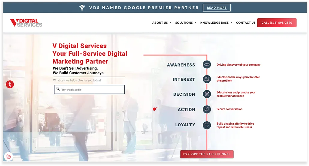 v digital services above the fold