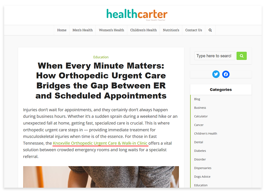 Seo for doctors backlink posting example