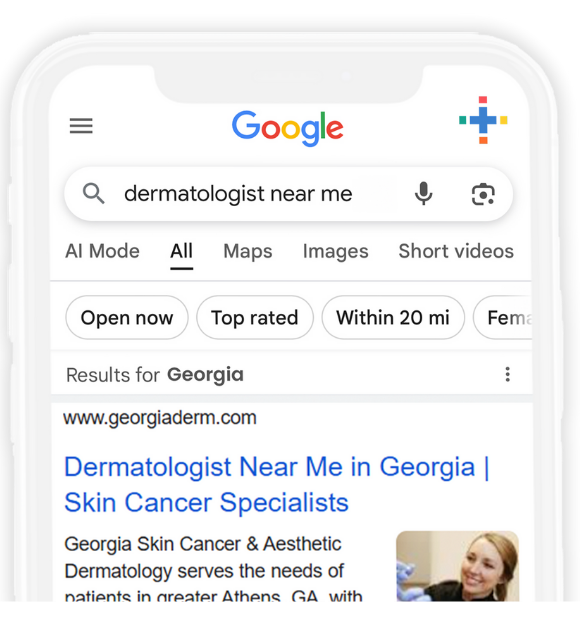 SEO google search bar for dermatologist121