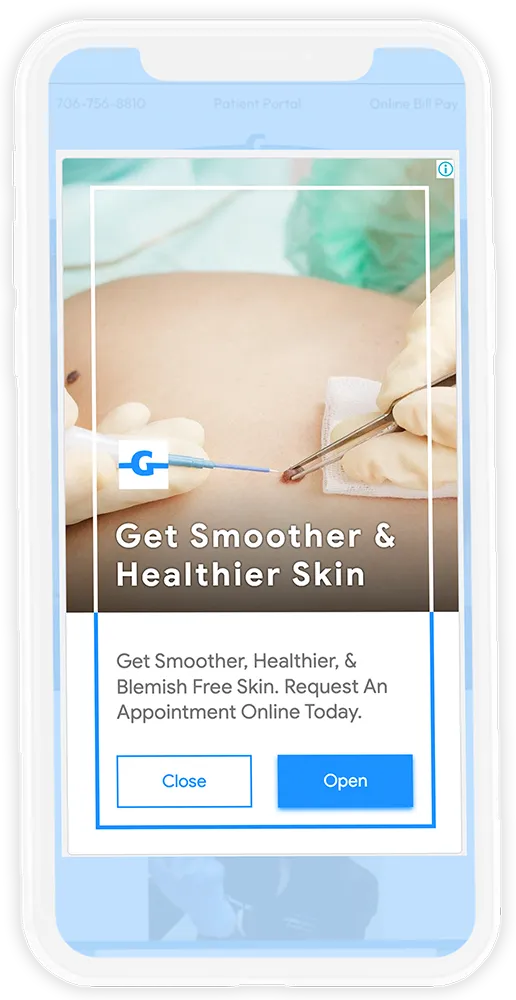Dermatology mobile ad mockup